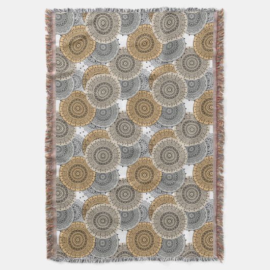 Grijs beige patroon Arabische mandala oosterse sti Deken (Voorkant Verticaal)