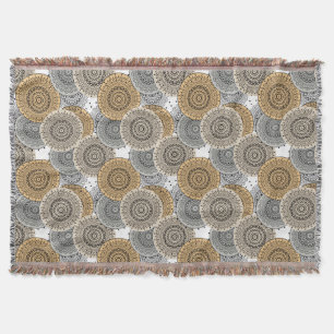 Grijs beige patroon Arabische mandala oosterse sti Deken