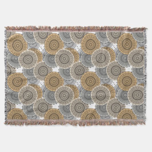 Grijs beige patroon Arabische mandala oosterse sti Deken (Voorkant)