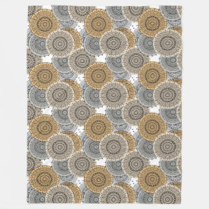 Grijs beige patroon Arabische mandala oosterse sti Fleece Deken