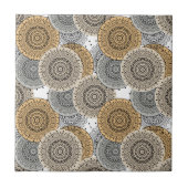 Grijs beige patroon Arabische mandala oosterse sti Tegeltje (Voorkant)