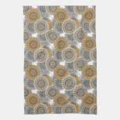 Grijs beige patroon Arabische mandala oosterse sti Theedoek (Verticaal)