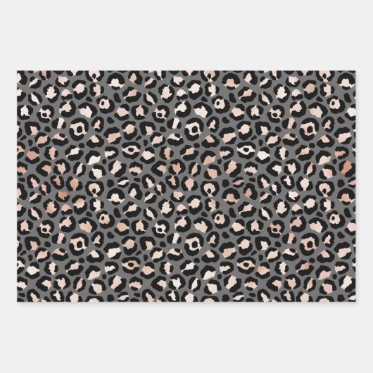 Grijs Beige Perzik Roos Luipaard Print Wrapping Pa Inpakpapier Vel (Voorkant 3)