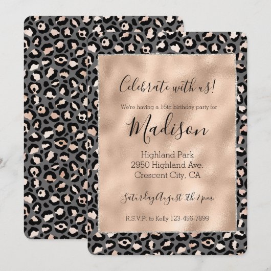 Grijs Beige Perzik Roze Luipaardprint Kaart (Voorkant / Achterkant)