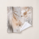 Grijs, beige tropisch patroon. bad handdoek (Wasdoekje)