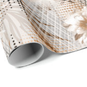 Grijs, beige tropisch patroon. cadeaupapier (Rol Hoek)
