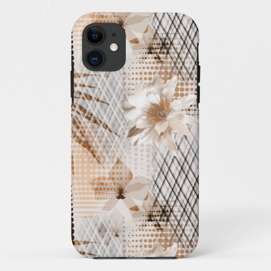 Grijs, beige tropisch patroon. Case-Mate iPhone case (Achterkant)