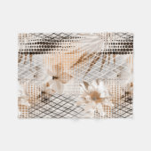 Grijs, beige tropisch patroon. fleece deken (Voorkant (Horizontaal))