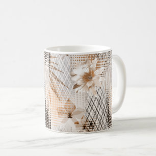 Grijs, beige tropisch patroon. koffiemok