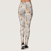 Grijs, beige tropisch patroon. leggings (Achterkant)