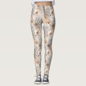 Grijs, beige tropisch patroon. leggings (Voorkant)