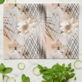 Grijs, beige tropisch patroon. theedoek (Gevouwen)
