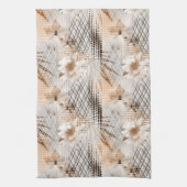 Grijs, beige tropisch patroon. theedoek (Verticaal)
