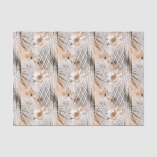 Grijs, beige tropisch patroon. tissuepapier