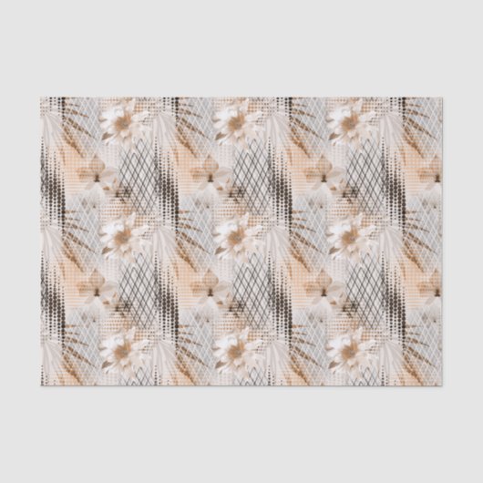 Grijs, beige tropisch patroon. tissuepapier (Voorkant)