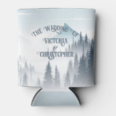 Grijs bergmist bos wildernis wintertrouw blikjeskoeler (Voorkant)