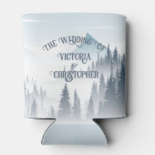 Grijs bergmist bos wildernis wintertrouw blikjeskoeler (Achterkant)