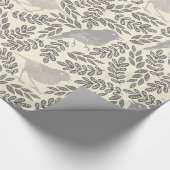  grijs bladerdepatroon cadeaupapier (Hoek)