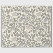 grijs bladerdepatroon cadeaupapier (Vlak)