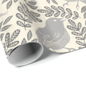 grijs bladerdepatroon cadeaupapier (Rol Hoek)