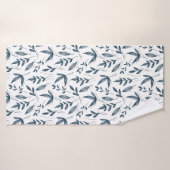 grijs bladpatroon badhanddoek (Badhanddoek)