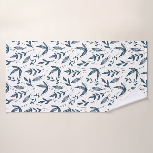 grijs bladpatroon badhanddoek (Badhanddoek)