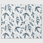 grijs bladpatroon cadeaupapier (Vlak)