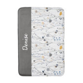 Grijs Blauw Aquarel Wilde Bloem Monogram Badmat (Voorkant Verticaal)