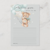 Grijs blauw Beer ballonadvies voor de moeder Baby Informatiekaartje (Voorkant)