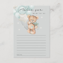 Grijs blauw Beer ballonadvies voor de moeder Baby  Informatiekaartje