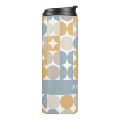 Grijs Blauw Beige Geel Mideeuwse Kunstpatroon Thermosbeker (Gedraaid links)