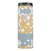 Grijs Blauw Beige Geel Mideeuwse Kunstpatroon Thermosbeker (Achterkant)