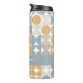 Grijs Blauw Beige Geel Mideeuwse Kunstpatroon Thermosbeker (Geroteerd rechts)