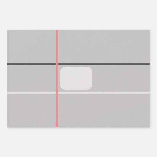 Grijs Blauw Beige Strepen Signature Kaart Inpakpapier Vel (Voorkant)