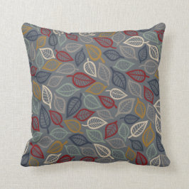 Grijs & Blauw Blad Decoratief Sierkussen
