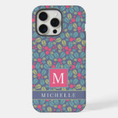  Grijs Blauw Bloemen Roze Groen iPhone Hoesje (Achterkant)