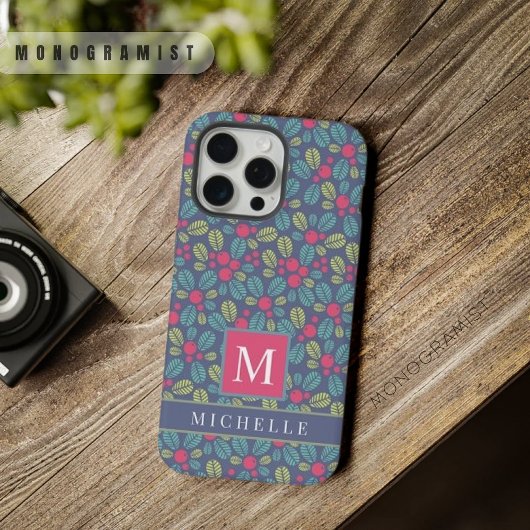  Grijs Blauw Bloemen Roze Groen iPhone Hoesje