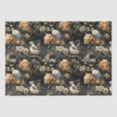 Grijs Blauw Bord Sinaasappel Victoriaans Vogels Bo Tissuepapier (Voorkant)