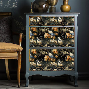 Grijs Blauw Bord Sinaasappel Victoriaans Vogels Bo Tissuepapier