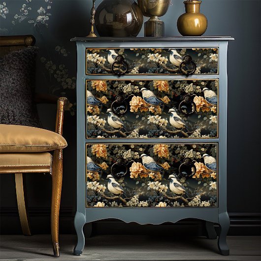 Grijs Blauw Bord Sinaasappel Victoriaans Vogels Bo Tissuepapier