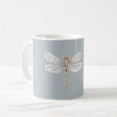 Grijs Blauw Brons Witte Libel Koffiemok (Voorkant links)