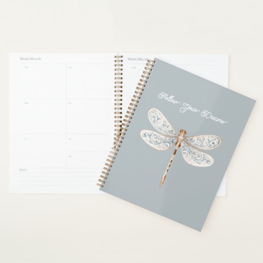 Grijs Blauw Brons Witte Libel Planner (Display)