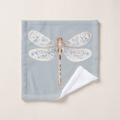 Grijs Blauw Brons Witte Libellen Bad Handdoek (Wasdoekje)