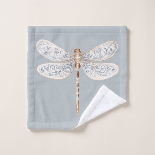Grijs Blauw Brons Witte Libellen Bad Handdoek (Wasdoekje)