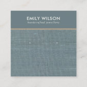 GRIJS BLAUW BURLAP LINNEN STUD OORBEL DISPLAY KAAR VIERKANTE VISITEKAARTJE (Voorkant)