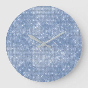 Grijs Blauw Celestial Sequin Diamond Sparkly Grote Klok