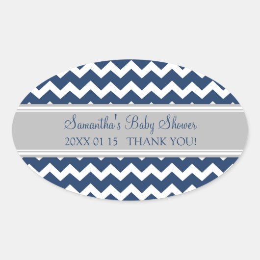 Grijs Blauw Chevron Baby shower Favor Stickers (Voorkant)