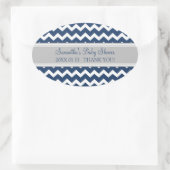 Grijs Blauw Chevron Baby shower Favor Stickers (Tas)