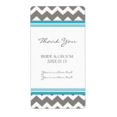 Grijs Blauw Chevron Bruiloft Labels (Voorkant)
