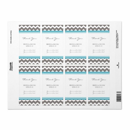 Grijs Blauw Chevron Bruiloft Labels (Full Sheet)